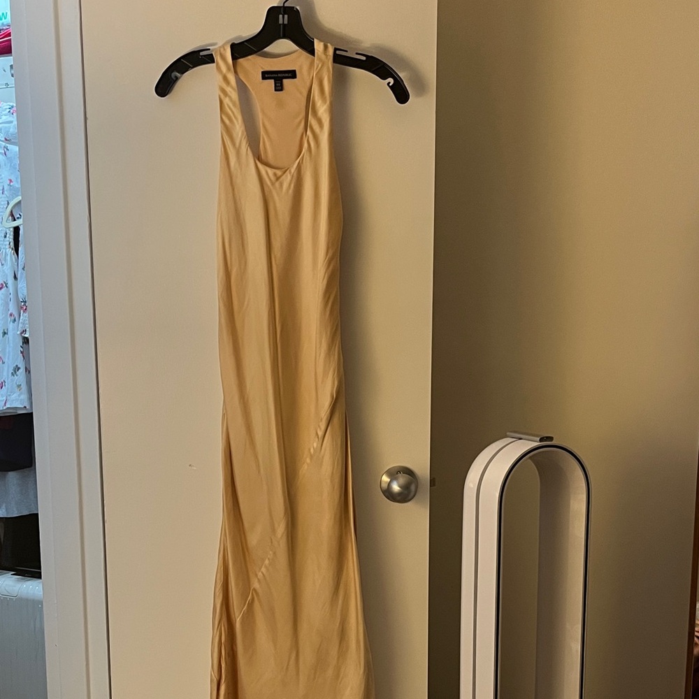Banana Republic Buttercup Yellow Satin Maxi Dress